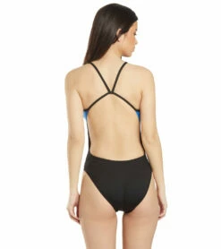 Women's Surf Splice Swan Back One Piece Swimsuit -TYR Sales 5666062008488 blue 3a