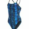 Girls' Edge Swan Back One Piece Swimsuit -TYR Sales 5666076426408 blue 1a