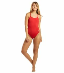 Arena Women's Challenge Back One Piece Swimsuit -TYR Sales 5666529345704 redmetallicsilver 4a