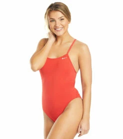 Nike Women's HydraStrong Lace Up Tie Back One Piece Swimsuit -TYR Sales 5666593308840 universityred 5a
