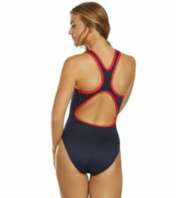 TYR Women's Hexa Maxfit One Piece Swimsuit -TYR Sales 5666733457576 navyred 3a