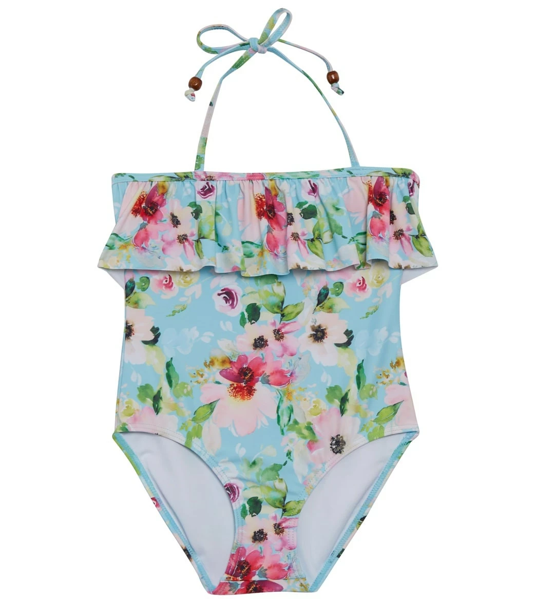 Girls' Watercolor Floral Frill Halter One Piece Swimsuit (Toddler, Little Kid) 3 Girls' Watercolor Floral Frill Halter One Piece Swimsuit (Toddler, Little Kid)