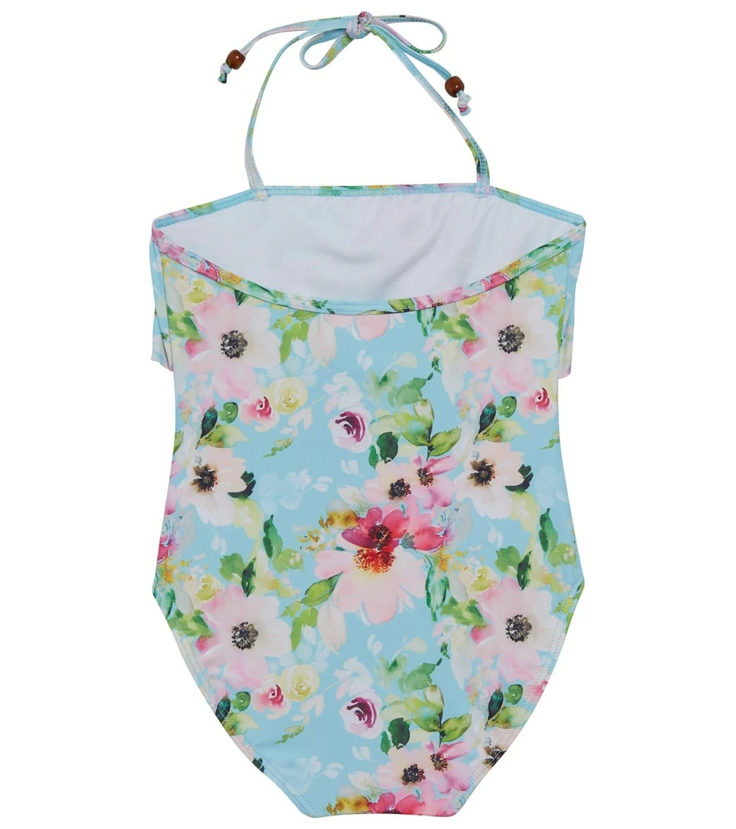 Girls' Watercolor Floral Frill Halter One Piece Swimsuit (Toddler, Little Kid) 4 Girls' Watercolor Floral Frill Halter One Piece Swimsuit (Toddler, Little Kid) - Image 2
