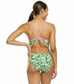 Flamingo Frenzy Thin Strap One Piece Swimsuit -TYR Sales 5667011887272 pinkgreenmulti 3a