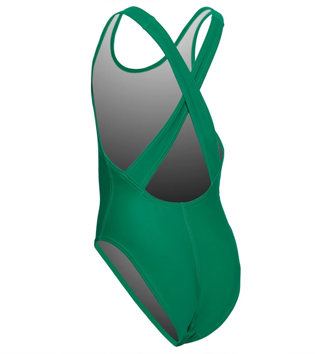 Wide Strap Cross Back One Piece Swimsuit Youth (22-28) 3 Wide Strap Cross Back One Piece Swimsuit Youth (22-28)