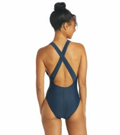 Wide Strap Cross Back One Piece Swimsuit -TYR Sales 5667069329576 navy 3a