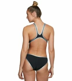 Arena Women's One Big Logo One Piece Swimsuit -TYR Sales 5667733176488 blacksilver 3a