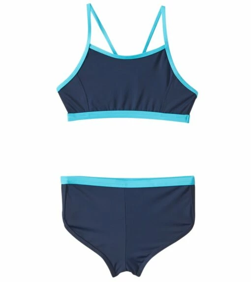 Little Girls' UPF 50+ Active Contrast Solid Two Piece Boyshort Bikini Set 5 Little Girls' UPF 50+ Active Contrast Solid Two Piece Boyshort Bikini Set -TYR Sales 5668292362408 aquabluenavy 1a
