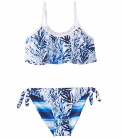 Girls' Ombre Leaf Flounce Bikini Set (Toddler, Little Kid, Big Kid)