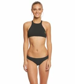 Arena Women's Rulebreaker Think Crop Top Bikini Top -TYR Sales 5668808065192 blackyellowstar 4a