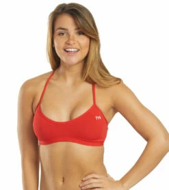 TYR Women's Solid Trinity Bikini Top -TYR Sales 5669092458664 red 5a