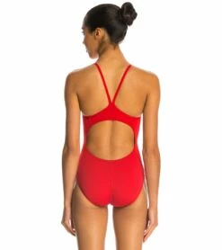 Reliance Solid V-Back One Piece Swimsuit -TYR Sales 5669963530408 red 3a