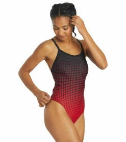 Molecule Thin Strap One Piece Swimsuit -TYR Sales 5670700581032 redblack 3a