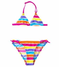 Arena Girls' 6-7 Years Stripes Triangle Bikini Swimsuit Set