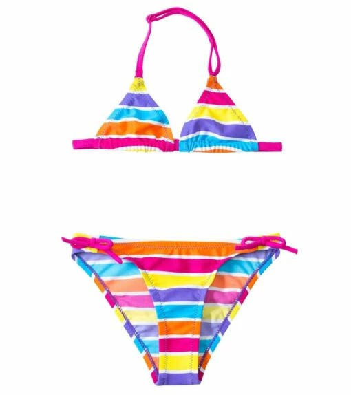 Arena Girls' 6-7 Years Stripes Triangle Bikini Swimsuit Set 6 Arena Girls' 6-7 Years Stripes Triangle Bikini Swimsuit Set -TYR Sales 5671483572392 whiteroseviolet 1a
