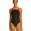 Poly Splice Thin Strap One Piece Swimsuit 2 Poly Splice Thin Strap One Piece Swimsuit -TYR Sales 5671947075752 blackred 1a
