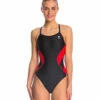 TYR Women's Alliance Splice Diamondfit One Piece Swimsuit -TYR Sales 5672426471592 blackred 1a