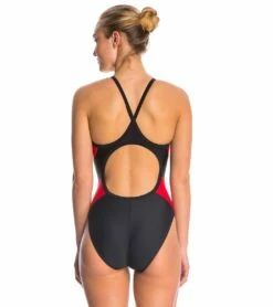 TYR Women's Alliance Splice Diamondfit One Piece Swimsuit -TYR Sales 5672426471592 blackred 3a
