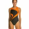 TYR Alliance T-Splice Maxfit One Piece Swimsuit -TYR Sales 5672677277864 blackorange 1a