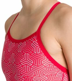 Arena Women's Kikko MaxLife Light Drop Back One Piece Swimsuit -TYR Sales 5677493092520 redmultired 4a