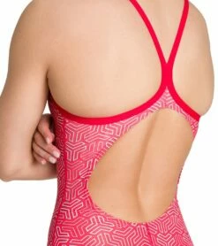 Arena Women's Kikko MaxLife Light Drop Back One Piece Swimsuit -TYR Sales 5677493092520 redmultired 5a