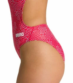 Arena Women's Kikko MaxLife Challenge Back One Piece Swimsuit -TYR Sales 5677520355496 redmultired 4a