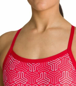 Arena Women's Kikko MaxLife Challenge Back One Piece Swimsuit -TYR Sales 5677520355496 redmultired 5a