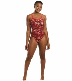 Nike Women's HydraStrong Fire Racerback One Piece Swimsuit -TYR Sales 5677669187752 universityred 4a