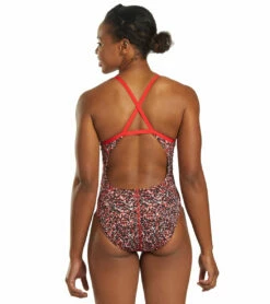 Nike Women's HydraStrong Pixel Party Crossback One Piece Swimsuit -TYR Sales 5677840629928 universityred 3a