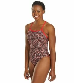 Nike Women's HydraStrong Pixel Party Crossback One Piece Swimsuit -TYR Sales 5677840629928 universityred 5a