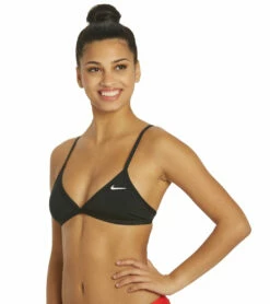 Nike Women's HydraStrong Solid Tie Back Bikini Top -TYR Sales 6033745674408 black 5a
