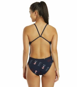 Women's Cascading TYR Print Cutoutfit One Piece Swimsuit -TYR Sales 6663769489576 redwhiteblue 3a