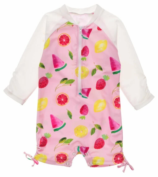 Girls' Fruit Fiesta Long Sleeve Sunsuit (Baby) 3 Girls' Fruit Fiesta Long Sleeve Sunsuit (Baby) -TYR Sales 6747574239400 pink 1a