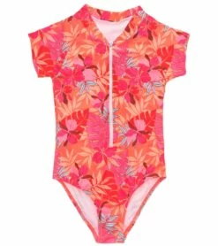 Girls' Tropical Punch Short Sleeve One Piece Surf Suit (Toddler, Little Kid, Big Kid)
