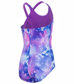Nike Girls' Rainbow Cloud Dye Crossback One Piece Swimsuit (Big Kid) -TYR Sales 6862247952552 wildberry 2a