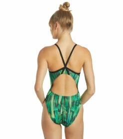 HydroLast Artsy Thin Strap One Piece Swimsuit -TYR Sales 6938234552488 green 3a