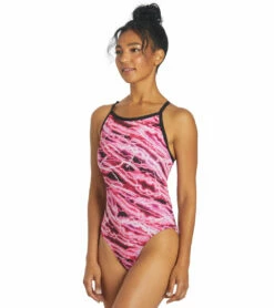 HydroLast Flash Thin Strap One Piece Swimsuit -TYR Sales 6940348154024 pink 4a