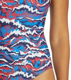New Waves Thin Strap One Piece Swimsuit -TYR Sales 6940425519272 redwhiteblue 6a