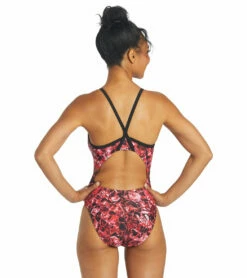 Cogent Thin Strap One Piece Swimsuit -TYR Sales 6942386847912 red 3a