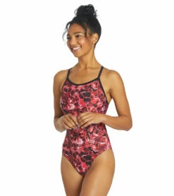 Cogent Thin Strap One Piece Swimsuit -TYR Sales 6942386847912 red 4a