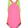 TYR Girls' Solid Splice Maxfit One Piece Swimsuit (Little Kid, Big Kid) -TYR Sales 6984962506920 orangeyellowpink 1a
