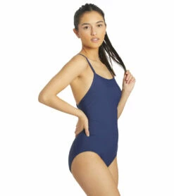 Women's Belle Solid One Piece Swimsuit 8 Women's Belle Solid One Piece Swimsuit -TYR Sales 7012300619944 navy 2a