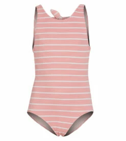 Girls' Atmospheric Stripe High Neck Once Piece Bikini Set (Big Kid)