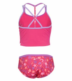Nike Girls' Fun Forest T-Crossback Two Piece Midkini Set(Big Kid) -TYR Sales 7187163840680 pinkprime 2a