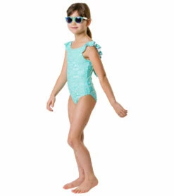 Girls' Spearmint Spot Flutter Swimsuit (Toddler, Little Kid, Big Kid) -TYR Sales 7217018044584 mint 4a