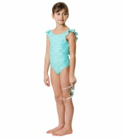 Girls' Spearmint Spot Flutter Swimsuit (Toddler, Little Kid, Big Kid) -TYR Sales 7217018044584 mint 5a