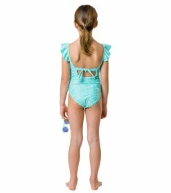 Girls' Spearmint Spot Flutter Swimsuit (Toddler, Little Kid, Big Kid) -TYR Sales 7217018044584 mint 6a