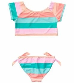 Girls' Sunset Stripe Crop SS Rash Top Set (Toddler, Little Kid, Big Kid) -TYR Sales 7217018339496 multi 2a
