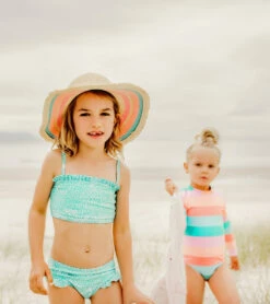 Girls' Spearmint Spot Frilled Bandeau Bikini Set (Toddler, Little Kid, Big Kid) -TYR Sales 7217018667176 mint 4a