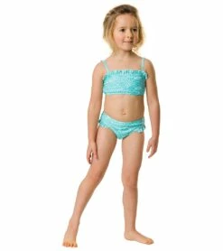 Girls' Spearmint Spot Frilled Bandeau Bikini Set (Toddler, Little Kid, Big Kid) -TYR Sales 7217018667176 mint 7a